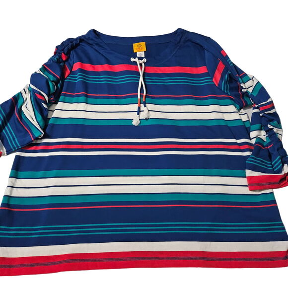 Ruby Rd. Womens Top Multi-Color Size 2X Polyester Blend 3/4 Sleeve Stretch - Picture 1 of 12